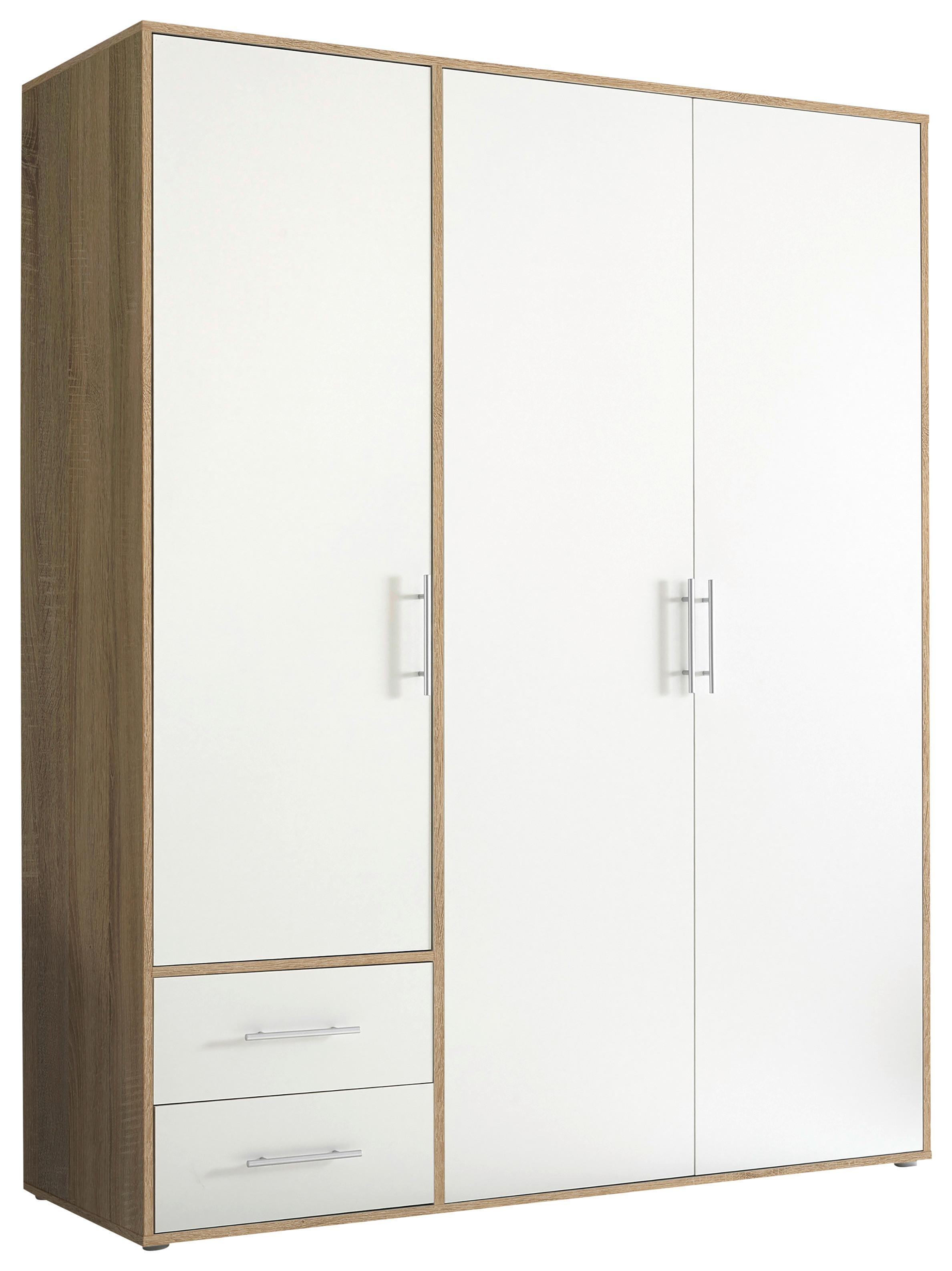 Skriňa s otočnými dverami VALENCIA 155cm - biela/dub sonoma, Modern, kompozitné drevo/plast (155/195/60cm) - MID.YOU