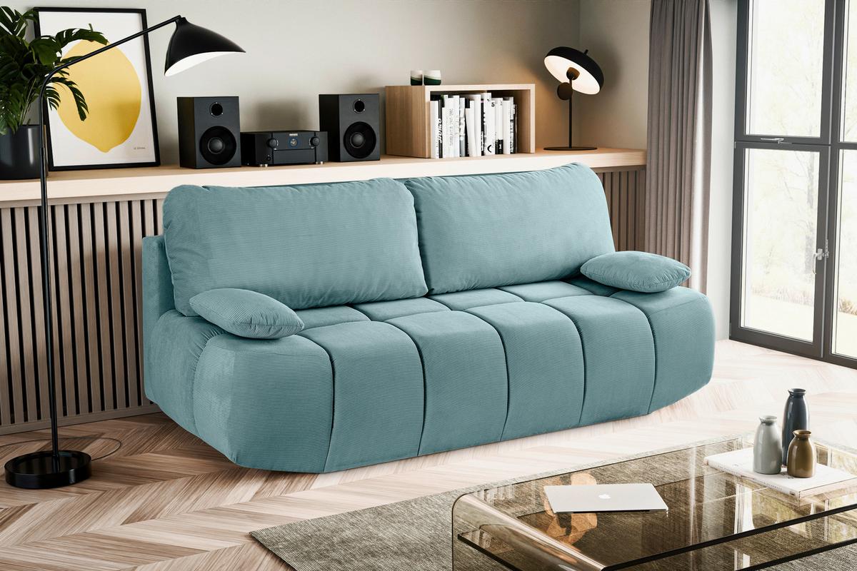 Schlafsofa Lauder Minttürkis B: 207cm - Schwarz/Minttürkis, Basics, Holz/Textil (207/93/105cm) - MID.YOU