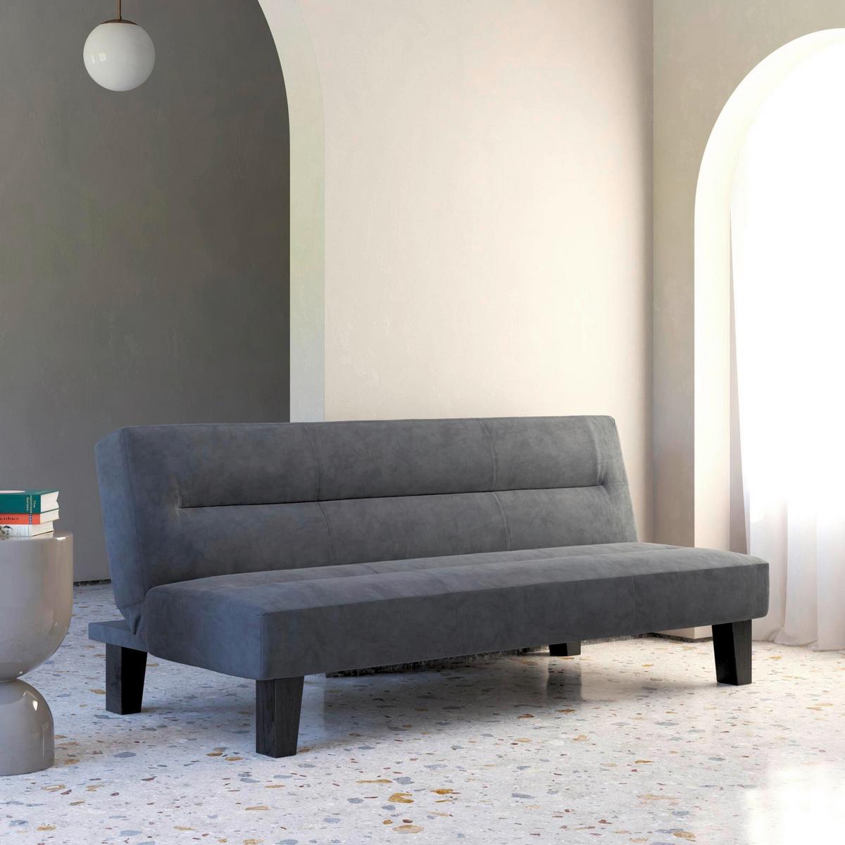 Schlafsofa Kebo, Anthrazit B: 175 Cm - Anthrazit/Schwarz, Design, Textil/Metall (175/73/81cm) - MID.YOU