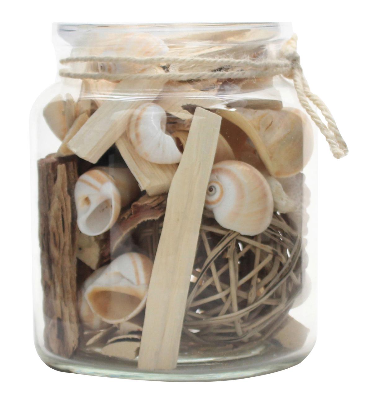Dekoglas Flora Naturfarben, 13,5x16,5 cm - Naturfarben, LIFESTYLE, Glas/Naturmaterialien (13,5/16,5/13,5cm) - Kayoom