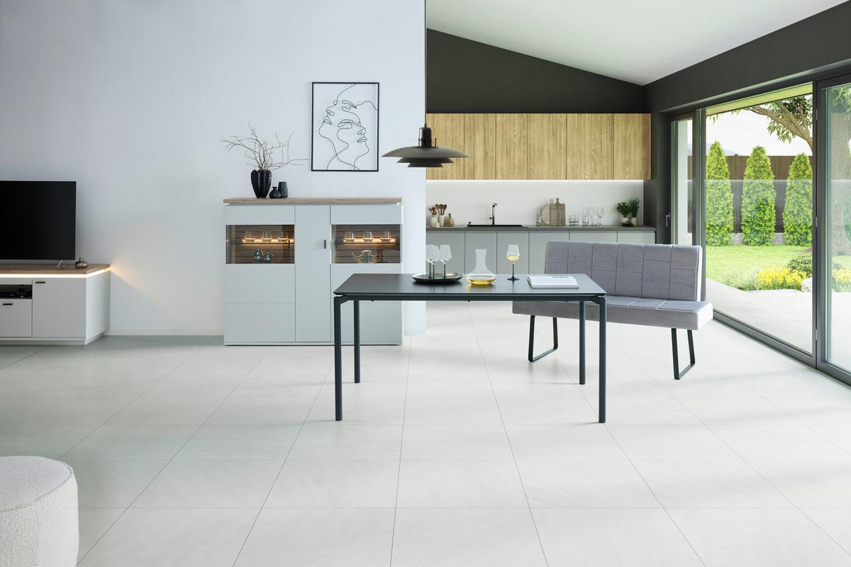 Sitzbank Tilos mit Lehne Samt Hellgrau, B: 140 cm - Hellbraun/Hellgrau, KONVENTIONELL, Textil/Metall (140/88/62cm) - MID.YOU