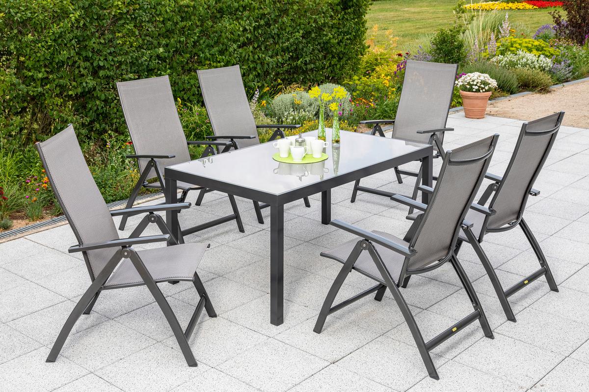 Gartenset Vicenza - Graphitfarben/Braun, MODERN, Textil/Metall - Gardenson