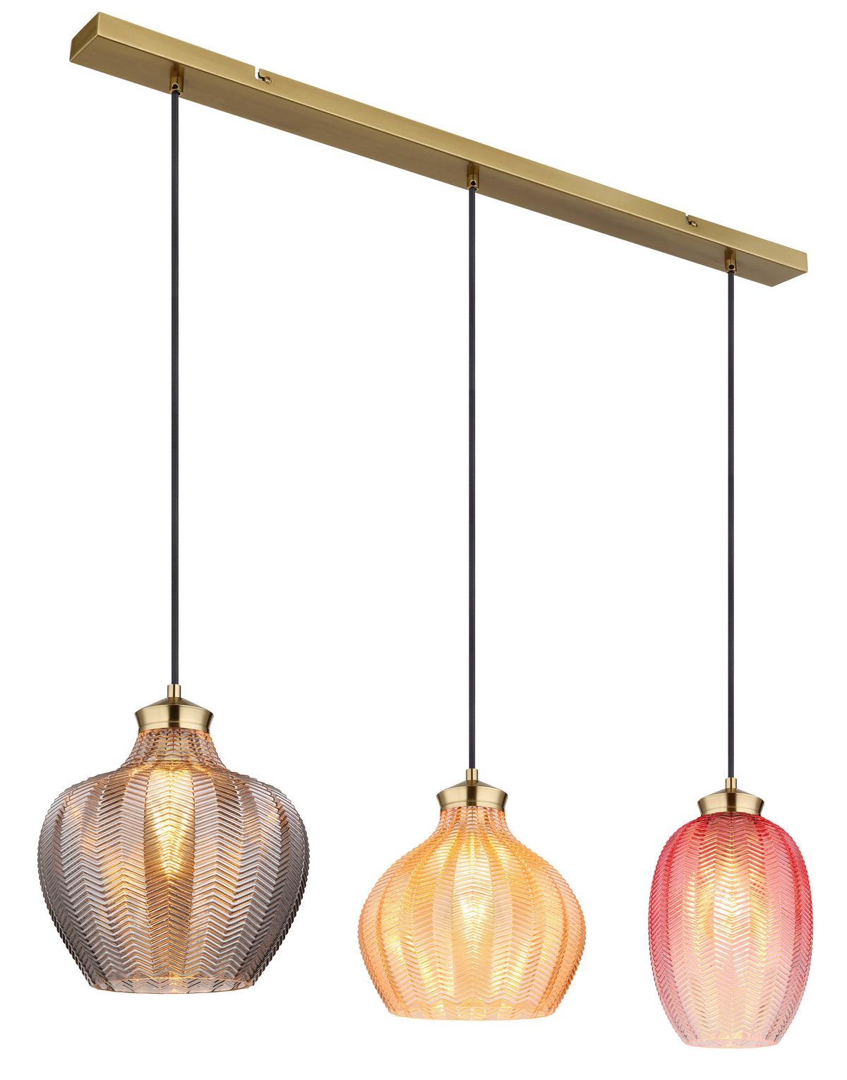 Hängeleuchte 15898-3h - Goldfarben/Multicolor, Basics, Glas/Metall (90/25/120cm) - Globo