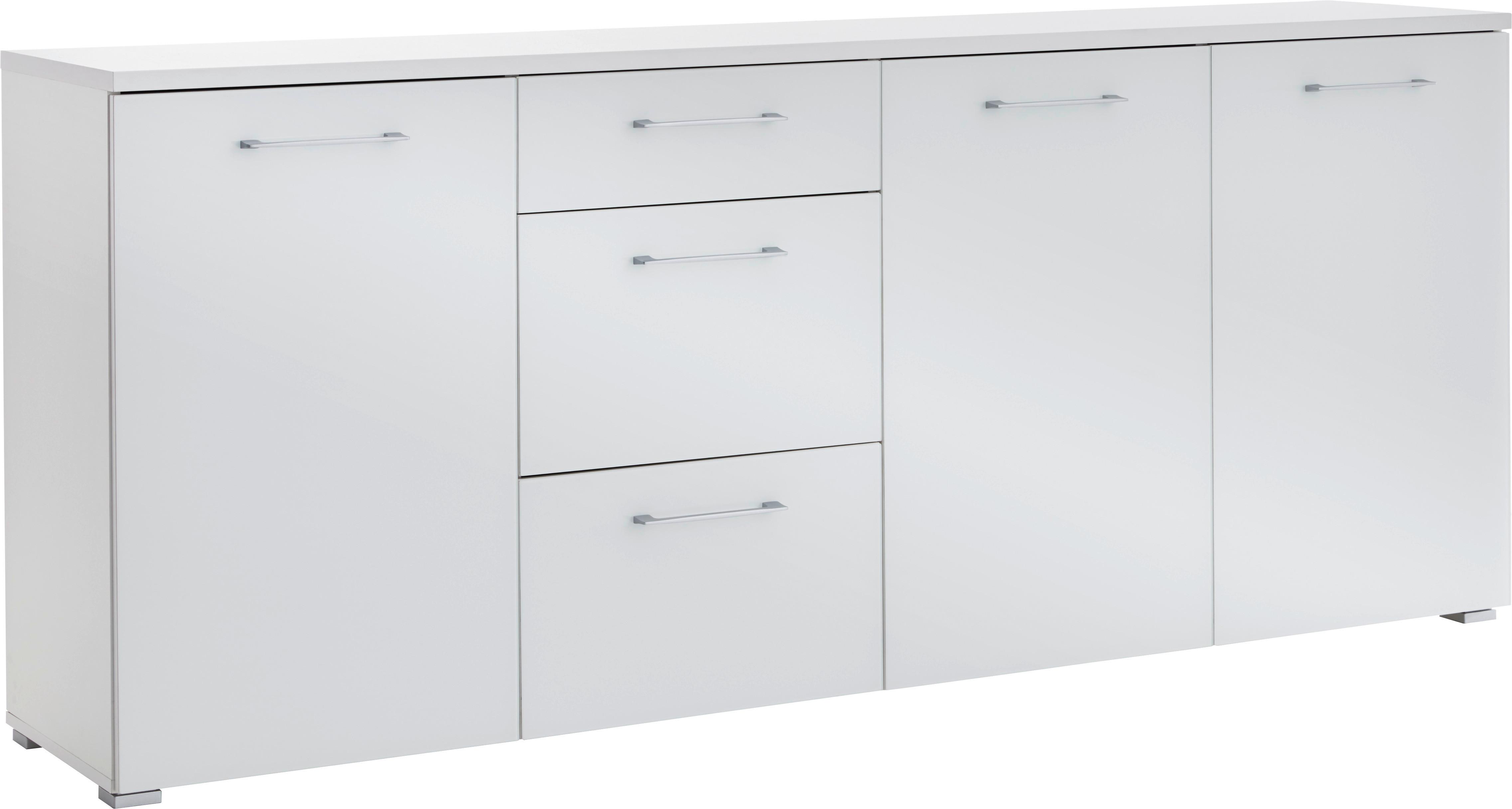 Sideboard mit Glas B: 194 cm Weiß - Schwarz/Weiß, MODERN, Glas/Holzwerkstoff (194/82/40cm) - Germania