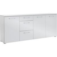Sideboard mit Glas B: 194 cm Weiß - Schwarz/Weiß, MODERN, Glas/Holzwerkstoff (194/82/40cm) - Germania