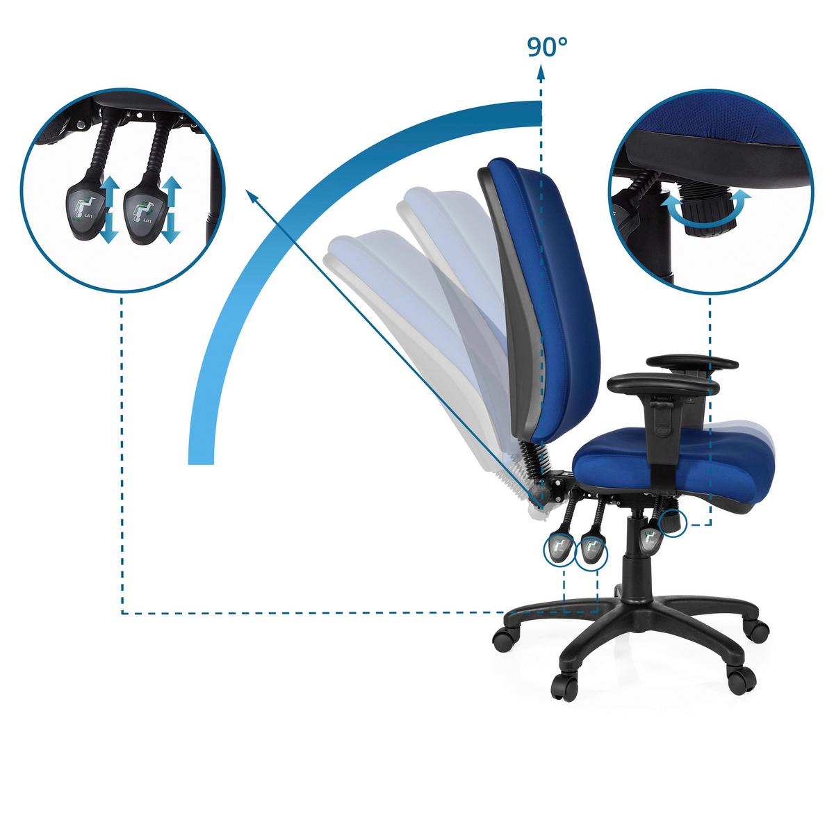 Bürostuhl Zenit High Blau bis 120 kg - Blau, Basics, Kunststoff/Textil (56/130/45cm) - MID.YOU