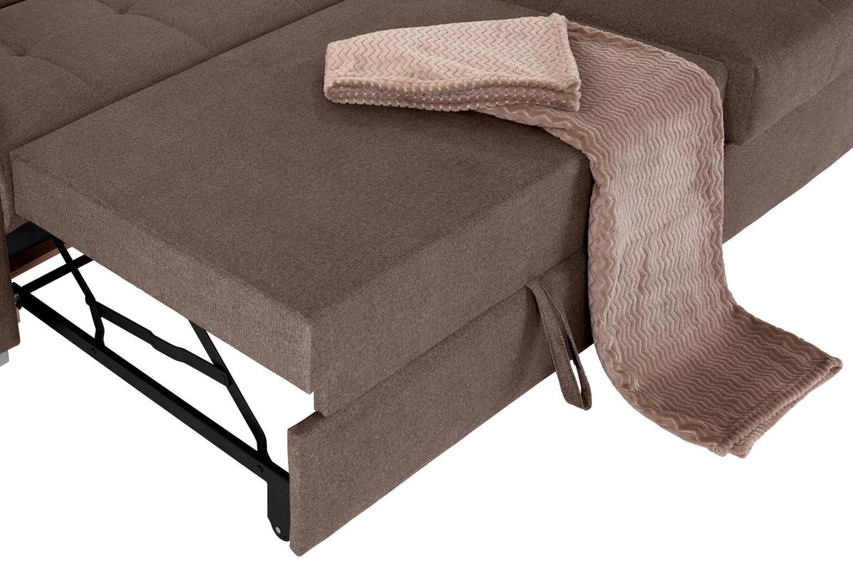Ecksofa Mit Bettkasten Perry Braun 292x183 Cm - Silberfarben/Braun, Design, Textil (292/183cm) - Livetastic