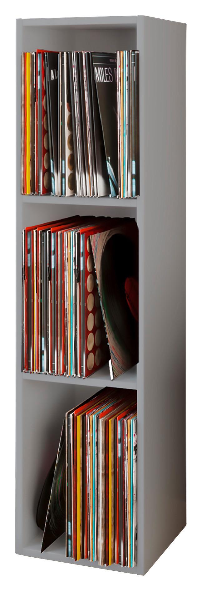 Regál na vinylové desky Platto, š. 34cm - šedá, Basics, kompozitní dřevo (34/107/30cm) - MID.YOU