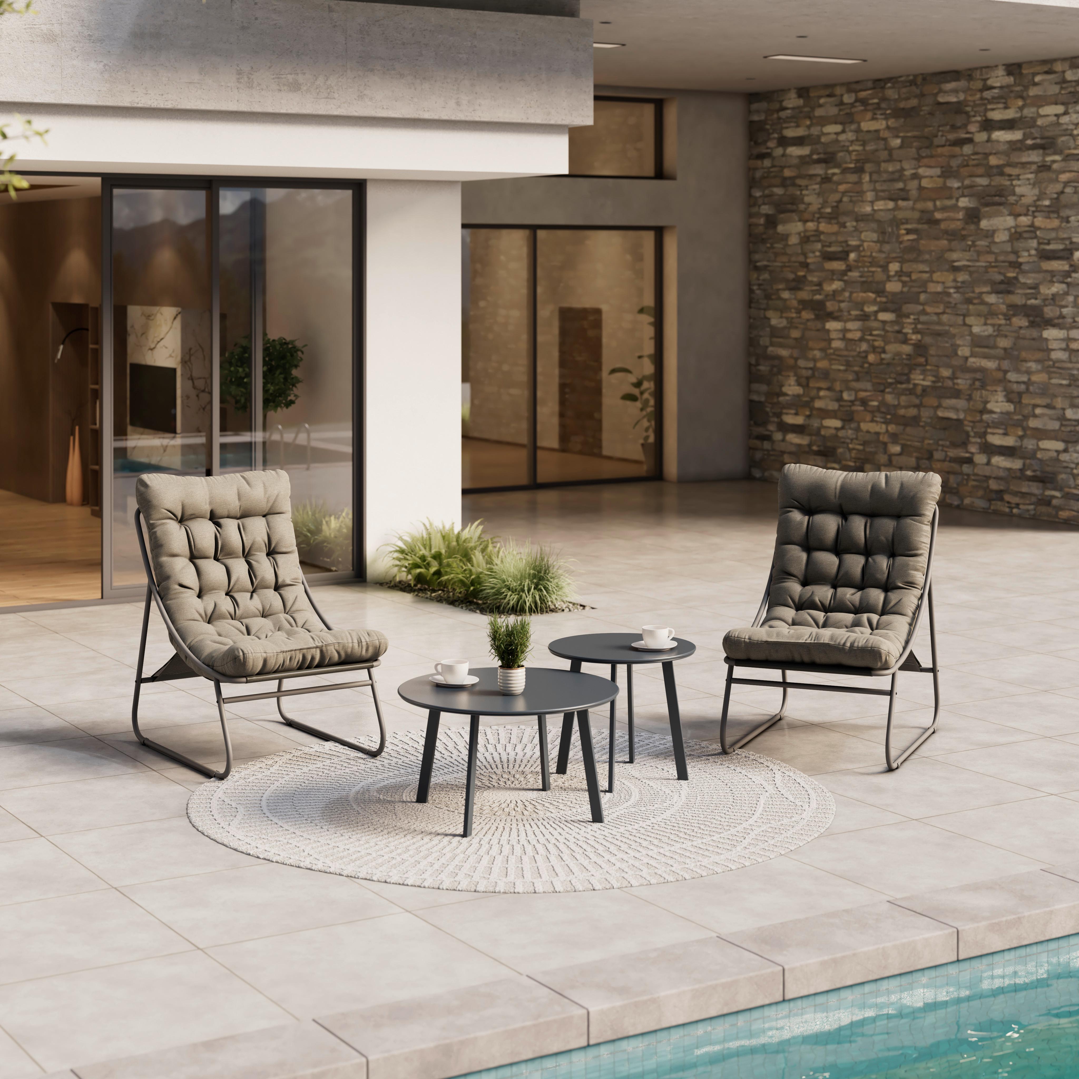 Gartensessel Nora Metall/Textil - Dunkelgrau/Grau, MODERN, Textil/Metall (62/85/87cm) - Luca Bessoni