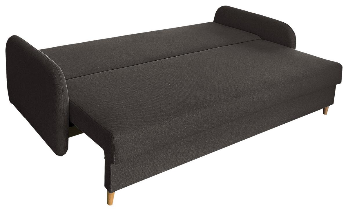 Schlafsofa Mit Bettkasten Vero Grau B: 206 Cm - Schwarz/Naturfarben, Design, Textil (206/88/93cm) - MID.YOU