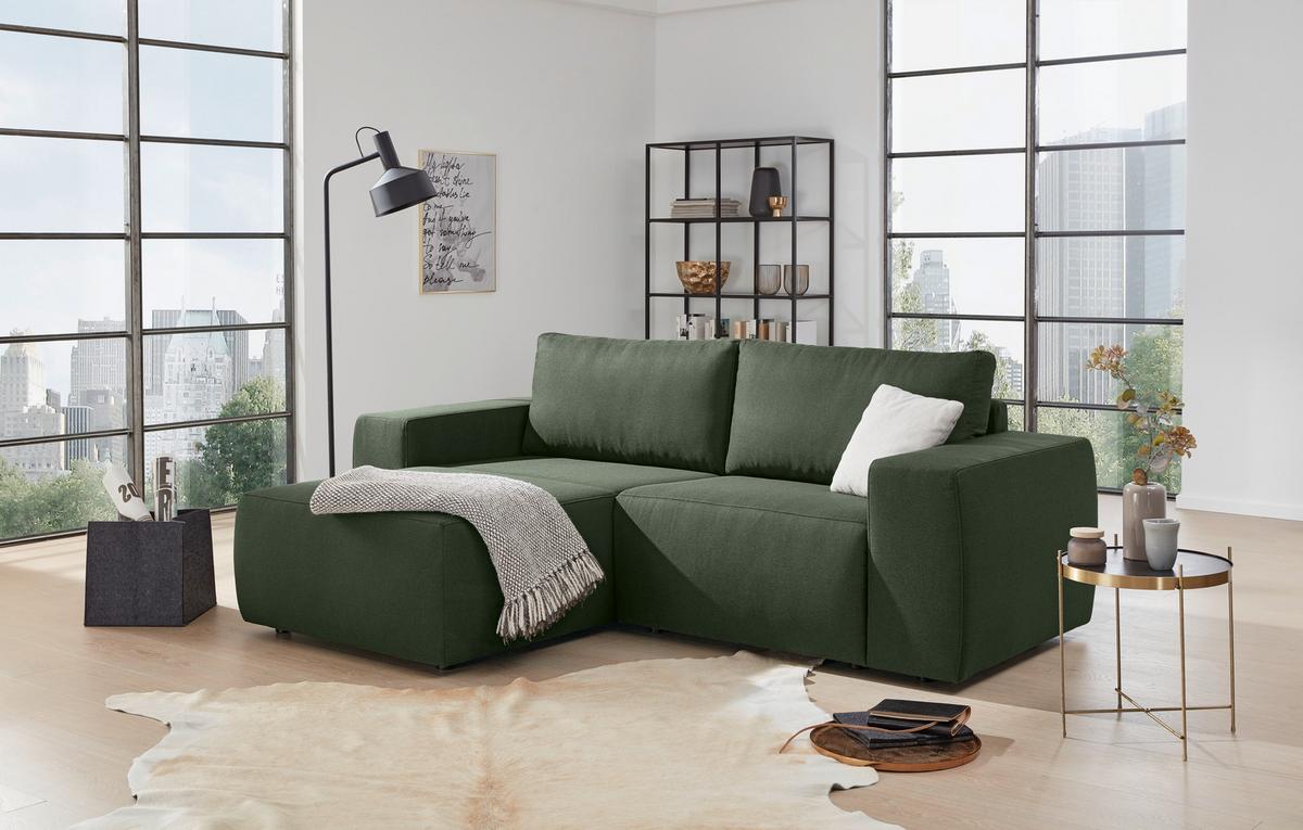 Ecksofa Looks Ii Grün Webstoff - Schwarz/Grün, Design, Textil (160/242cm) - LOOKS by W.Joop