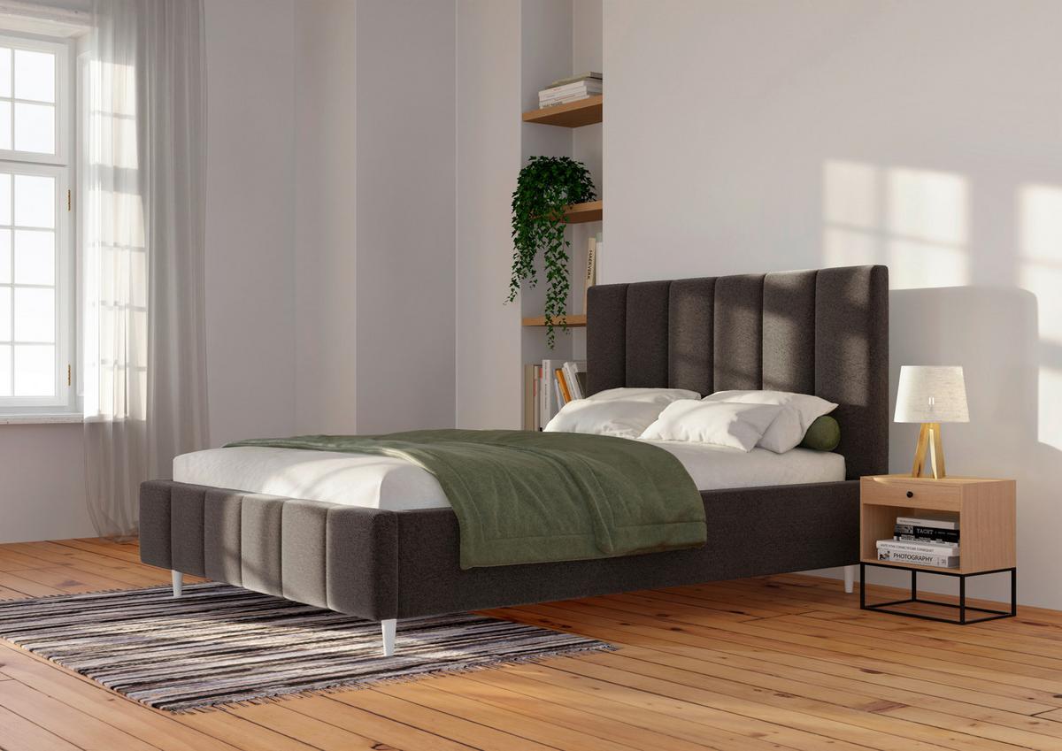 Polsterbett Talera Loft anthrazit 140x200 cm - Anthrazit/Buchefarben, KONVENTIONELL, Holz/Textil (140/200cm)