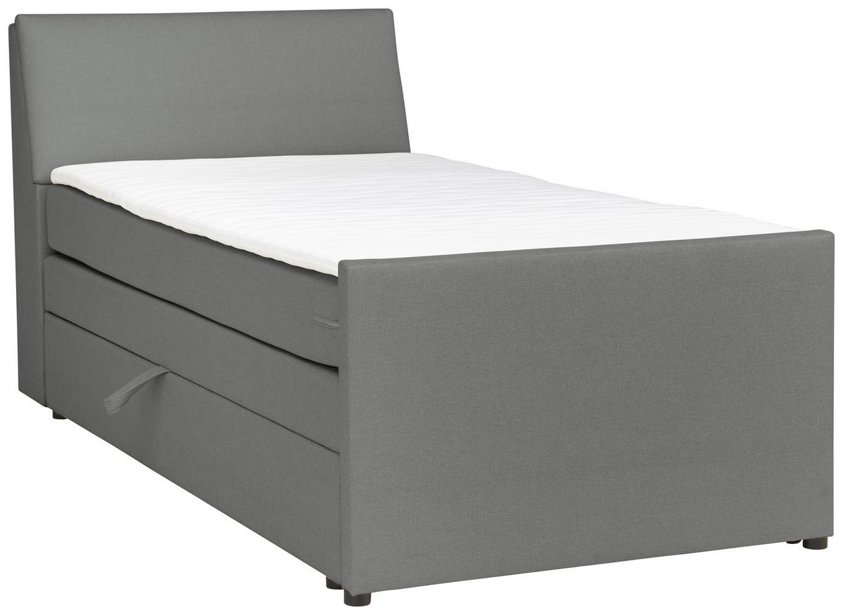 Boxspringbett Mit Bettkasten Nida 120x200 Cm Grau - Schwarz/Grau, MODERN, Holz/Textil (120/200cm) - MID.YOU