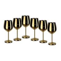 Weinglas 6er-Set Je ca. 500 ml - Goldfarben, Trend, Metall - Echtwerk