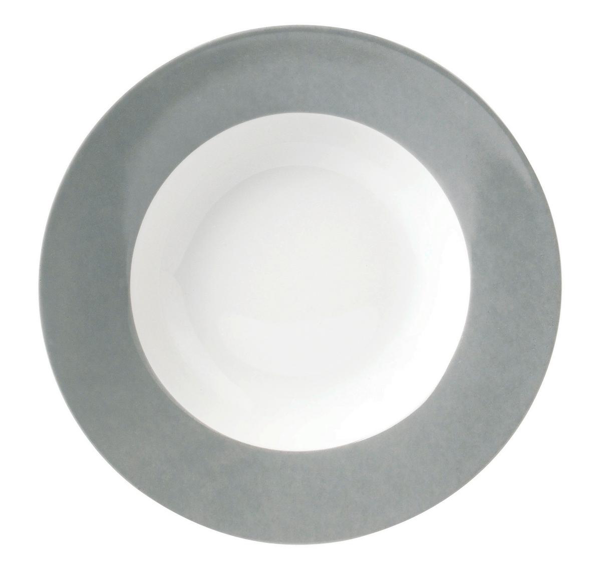 Suppentellerset Grau Weiß 6-teilig D: 21,5 cm - Weiß/Grau, Basics, Keramik (21,5cm) - Van Well