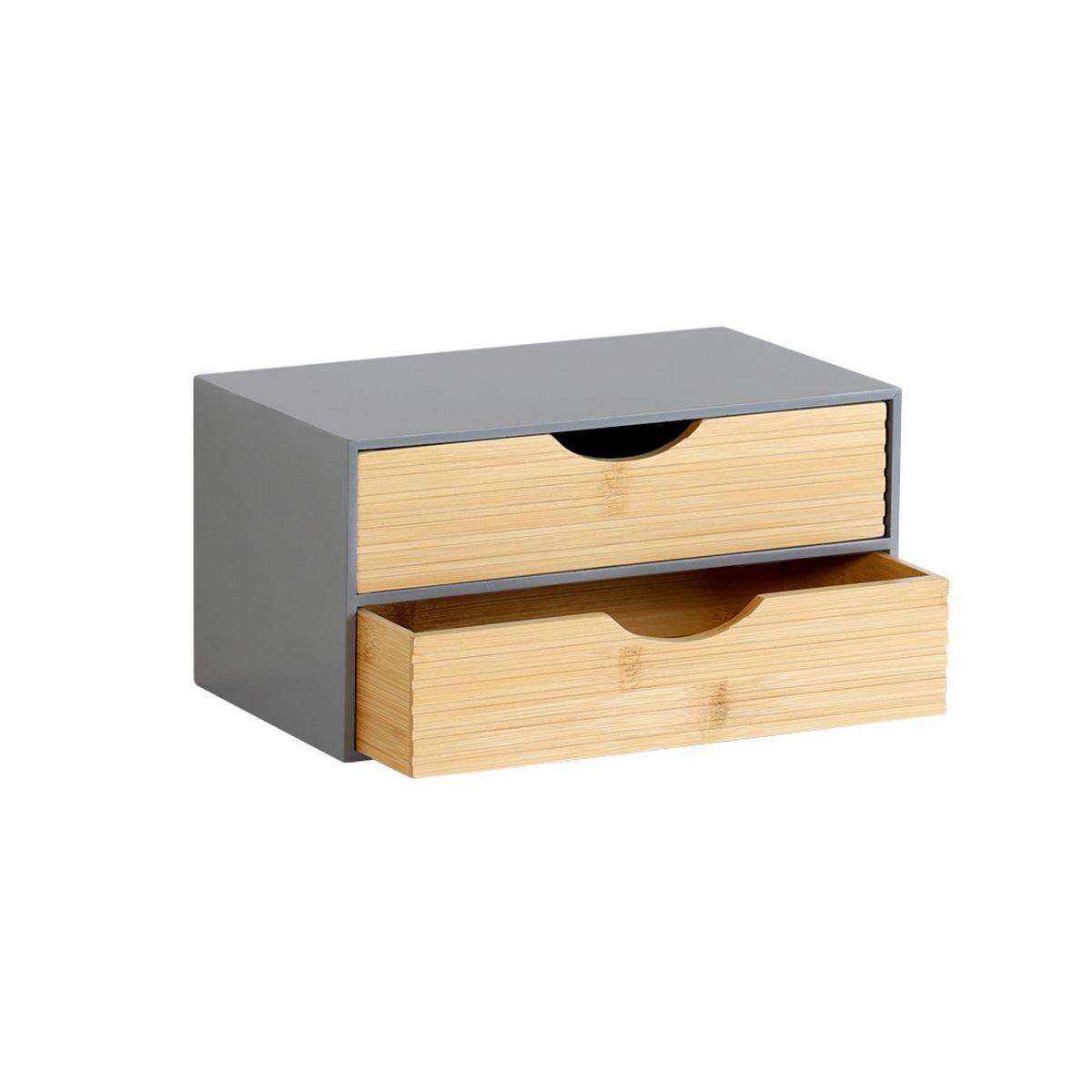 TISCHORGANIZER Bambus, Grau/Naturfarben - Naturfarben/Grau, Basics, Naturmaterialien/Holzwerkstoff (27/16/14cm) - Kesper