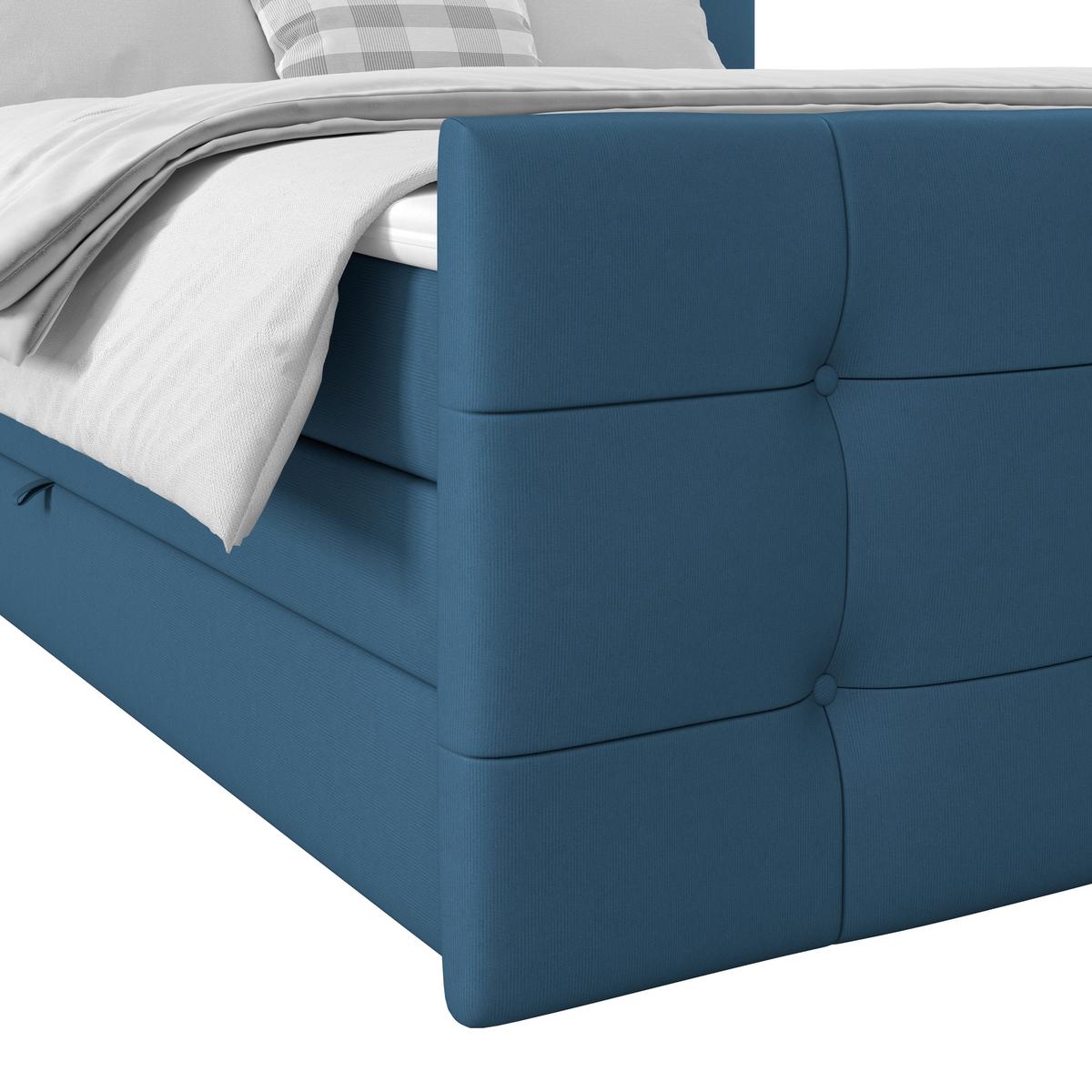 Boxspringbett Josie 160 - Schwarz/Dunkelblau, MODERN, Holz/Holzwerkstoff (160/200cm)