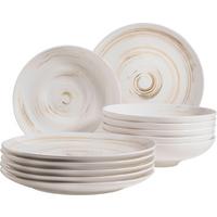 Tafelservice Derby Weiß Beige B: 32 cm - Beige/Weiß, Basics, Keramik (32/32/30cm) - Mäser