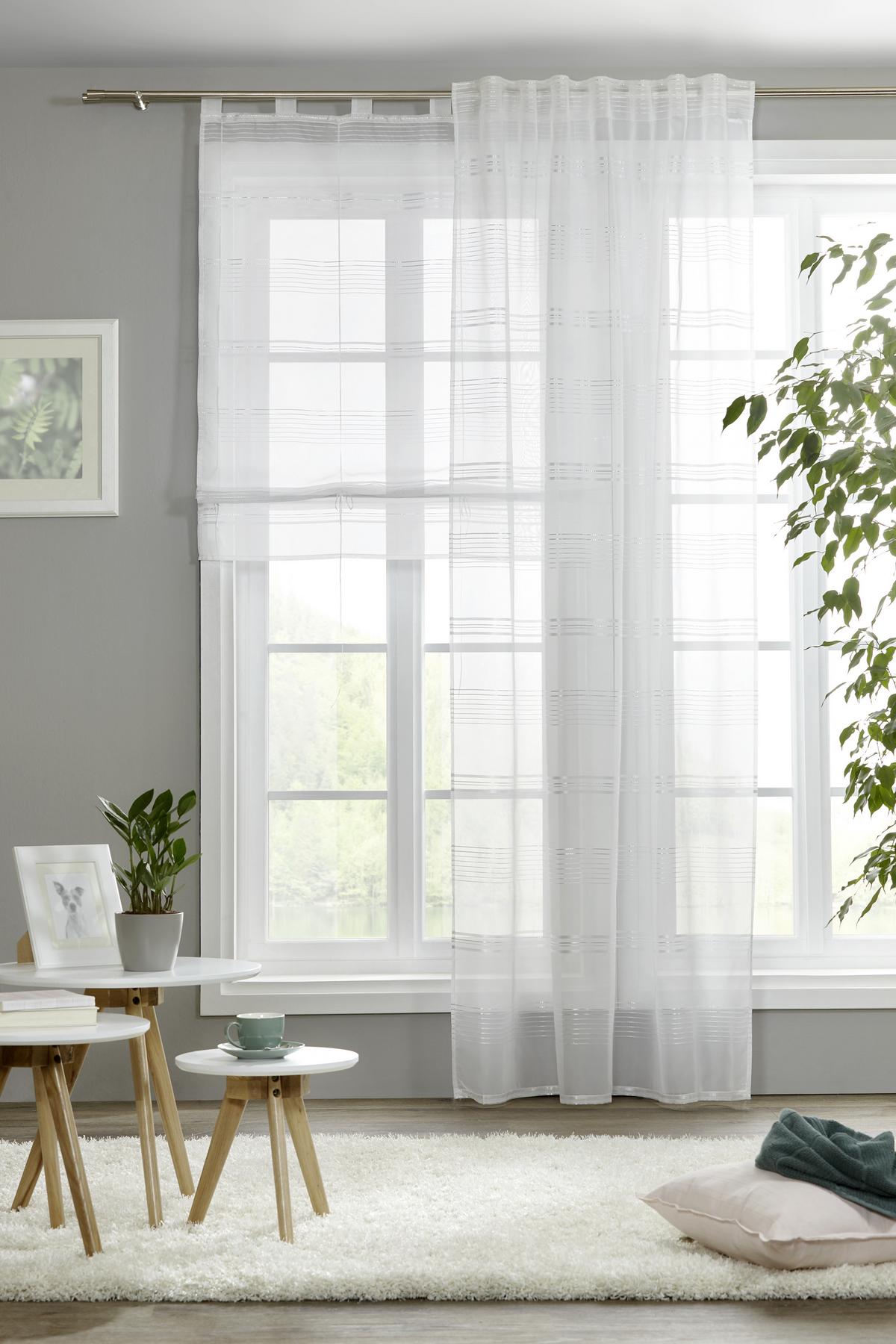 HOTOVÝ ZÁVĚS Louis, 140/245 cm - bílá, Konvenční, textil (140/245cm) - Modern Living