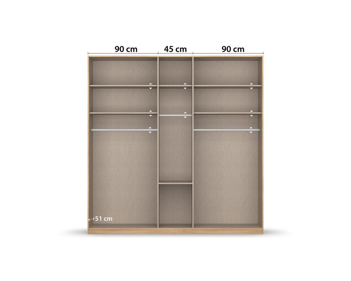 Drehtürenschrank Bingen Eichefarben D. B: 226cm - Eichefarben, MODERN, Holzwerkstoff (226/229/54cm) - Rauch Möbel