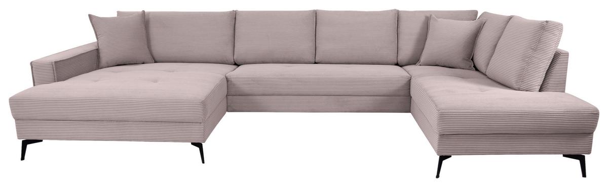 Wohnlandschaft Zero Rosa U-Form 195x362x173cm - Schwarz/Rosa, Trend, Textil (173/362/195cm)