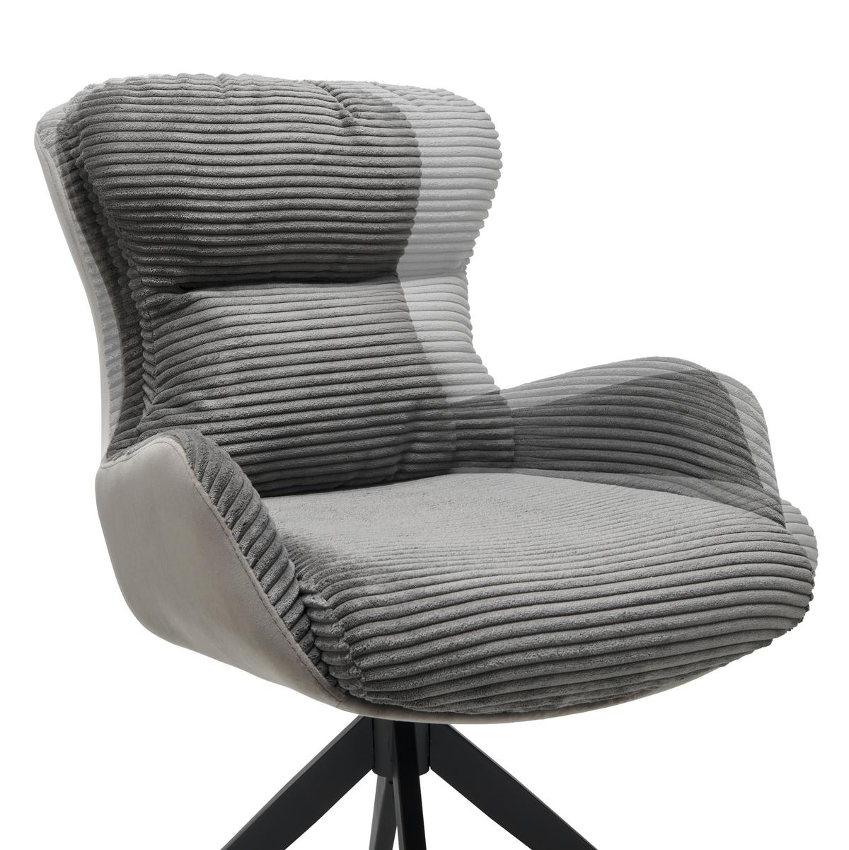 Armlehnstuhl Vanja Grau Gepolstert - Schwarz/Grau, LIFESTYLE, Textil/Metall (58/88/68cm) - MID.YOU