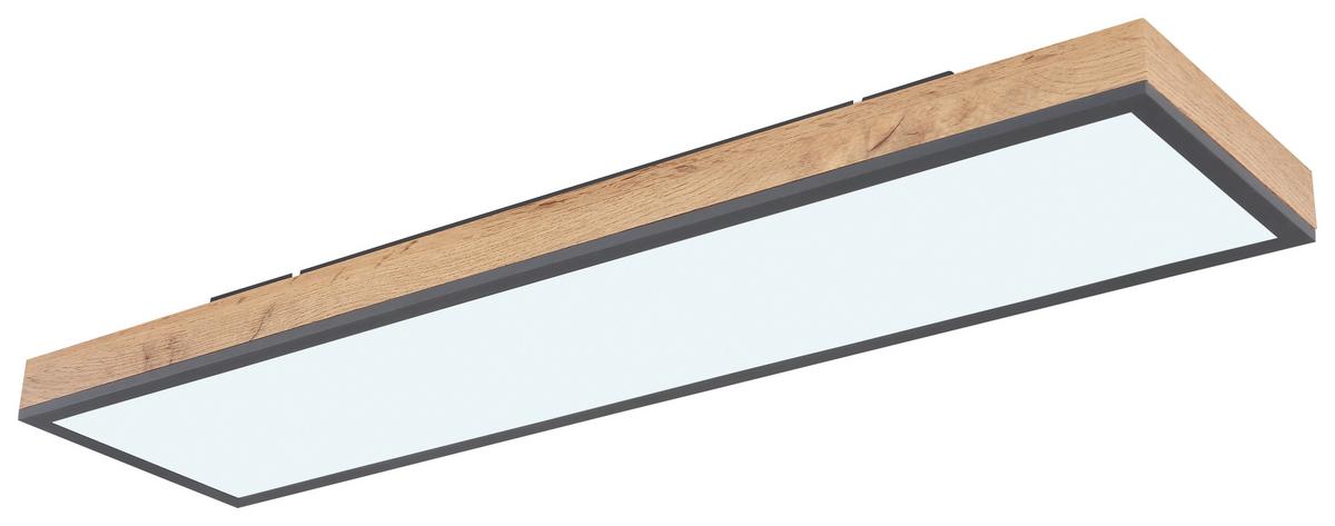 Led-deckenleuchte Doro L: 80 Cm Mit Fernbedienung - Opal/Graphitfarben, Basics, Kunststoff/Metall (80/7,8/20cm) - Globo