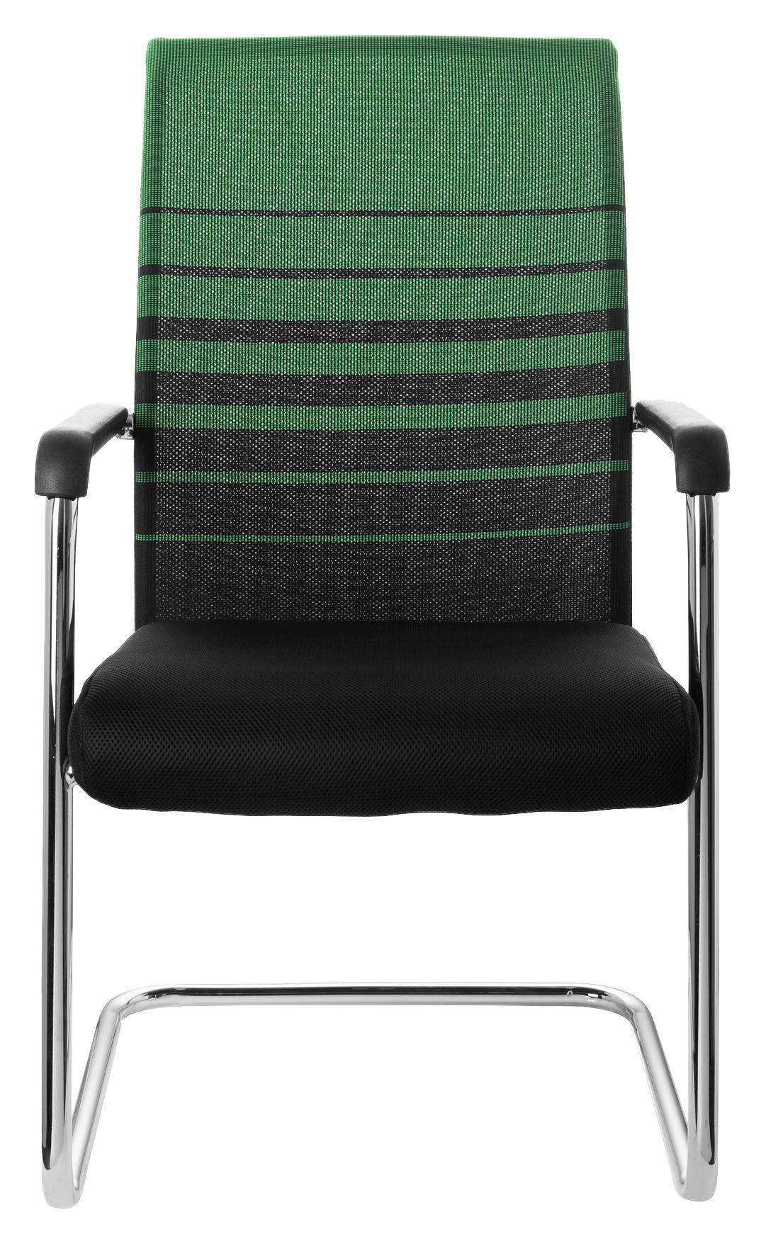 Besucherstuhl mit Armstützen Grün/Schwarz Bis 120 Kg - Chromfarben/Schwarz, MODERN, Kunststoff/Textil (57/104/55cm) - MID.YOU