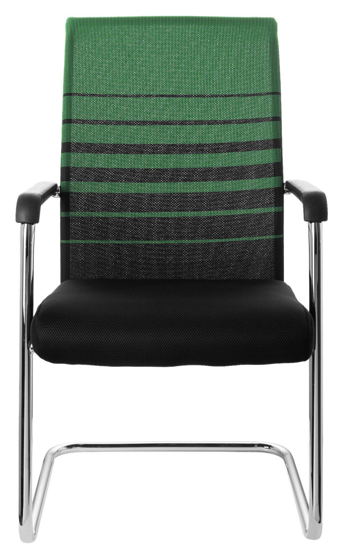 Besucherstuhl mit Armstützen Grün/Schwarz Bis 120 Kg - Chromfarben/Schwarz, MODERN, Kunststoff/Textil (57/104/55cm) - MID.YOU