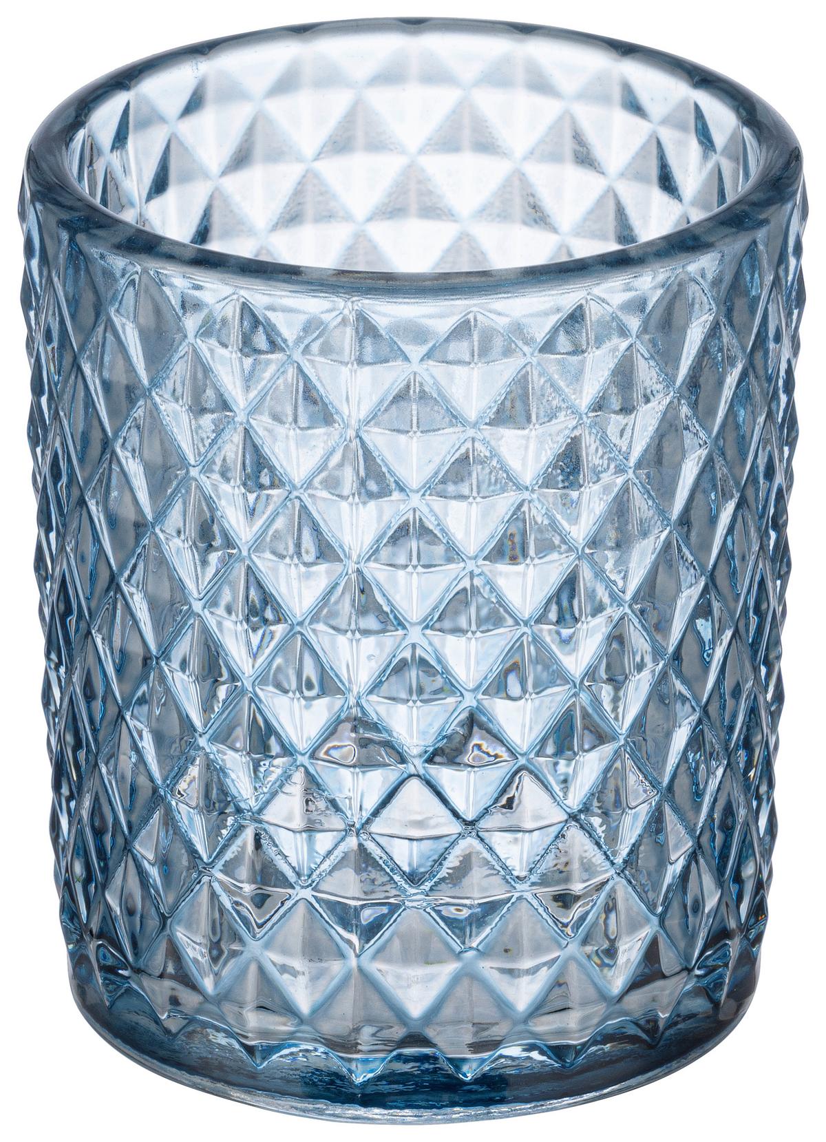 TEELICHTGLAS Mariella - Blau/Dunkelblau, KONVENTIONELL, Glas (5,4/6,4cm) - Luca Bessoni
