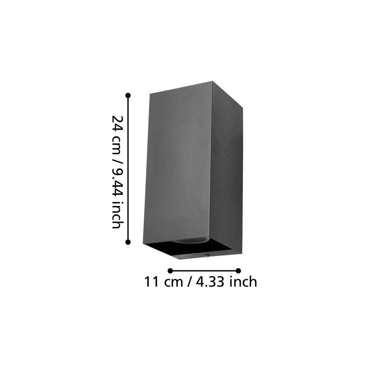 Außenleuchte Eremitana 2,8W Stahl, Wandmontage - Schwarz, Design, Metall (11/11/24cm) - Eglo