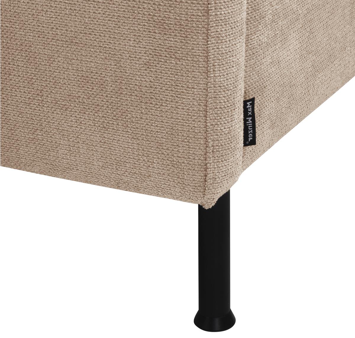 Ecksofa Nathan Rücken Echt, Beige - Beige/Schwarz, MODERN, Textil (286/78/123cm) - Max Winzer