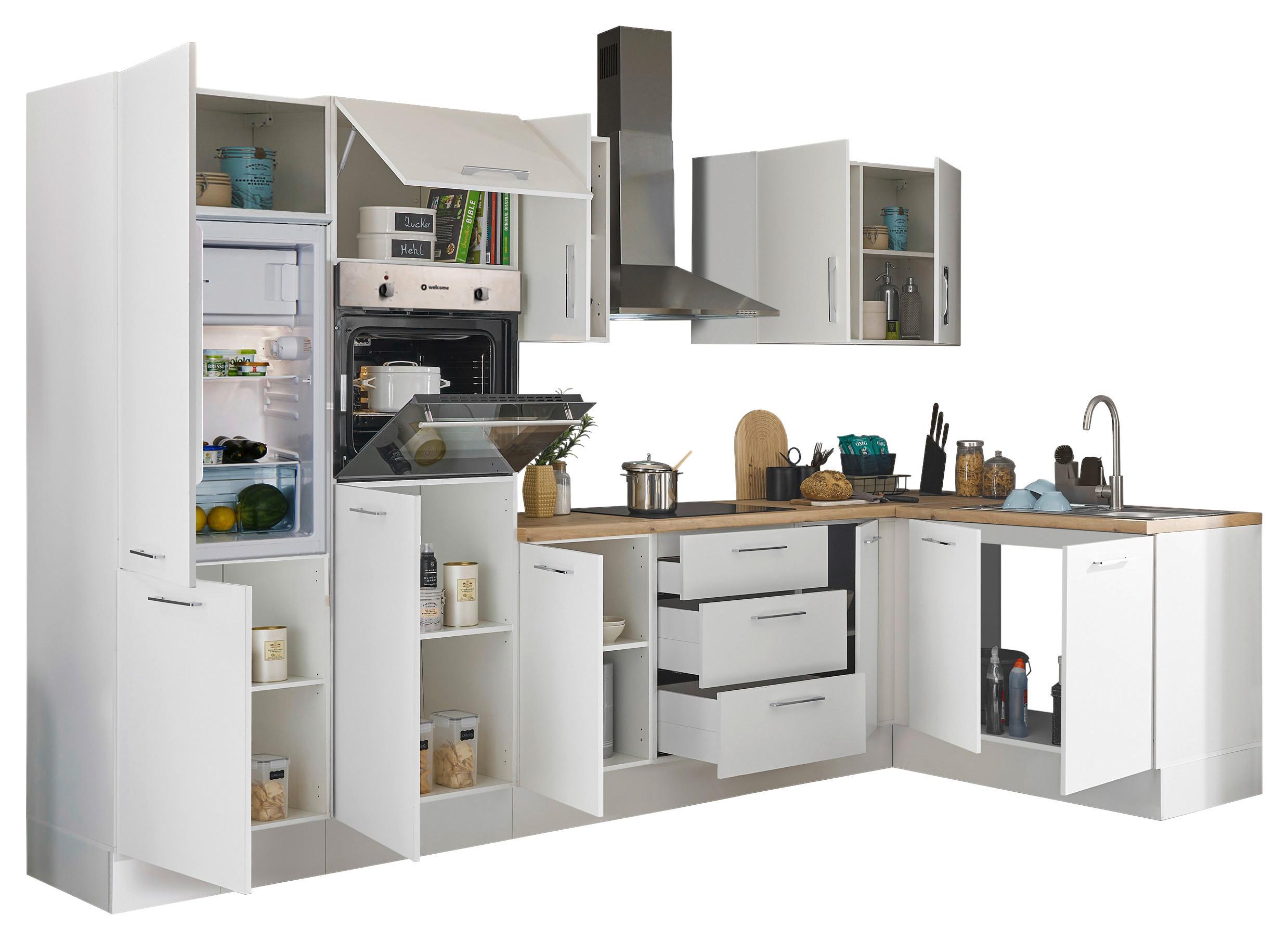 Eckküche Turin Weiß/Eiche Dekor 330x165 cm - Weiß/Eiche Artisan, Basics, Holzwerkstoff (330/165cm) - MID.YOU