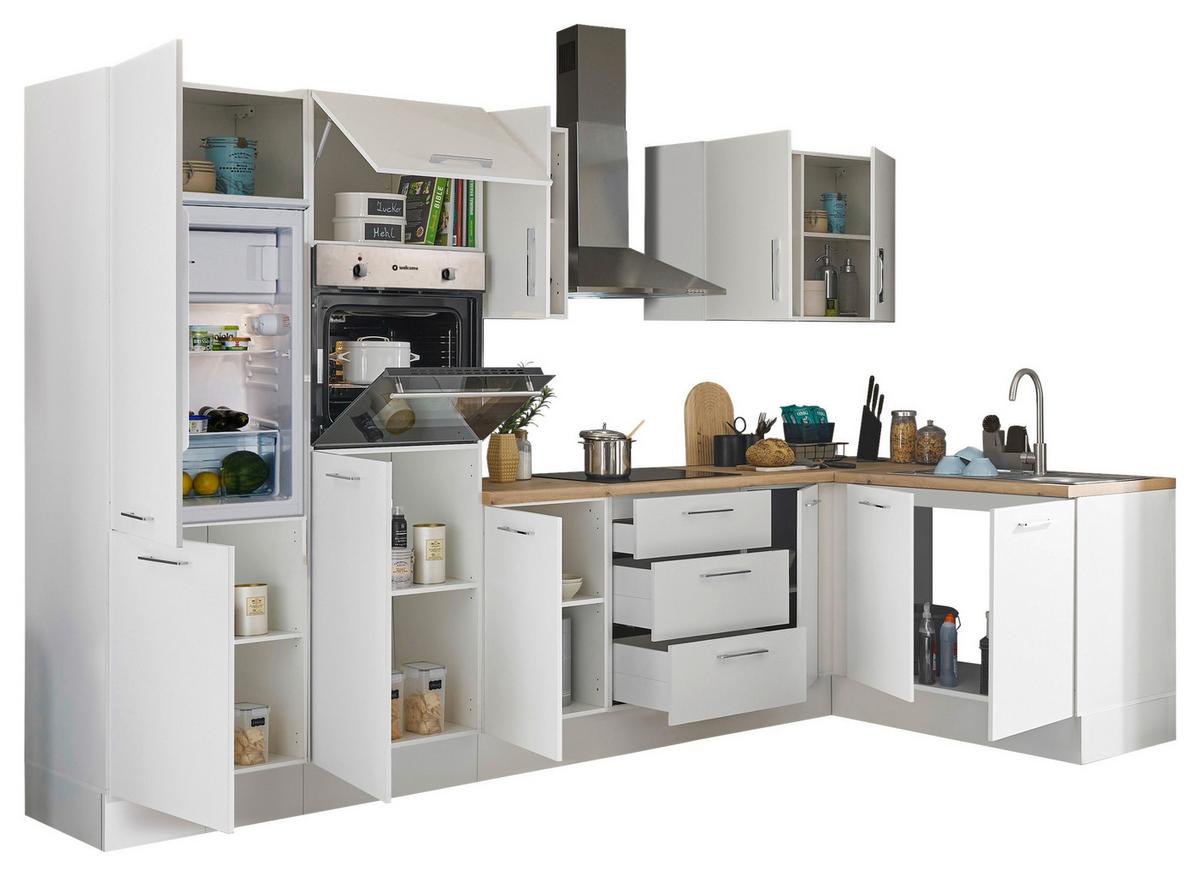 Eckküche Turin Weiß/Eiche Dekor 330x165 cm - Weiß/Eiche Artisan, Basics, Holzwerkstoff (330/165cm) - MID.YOU