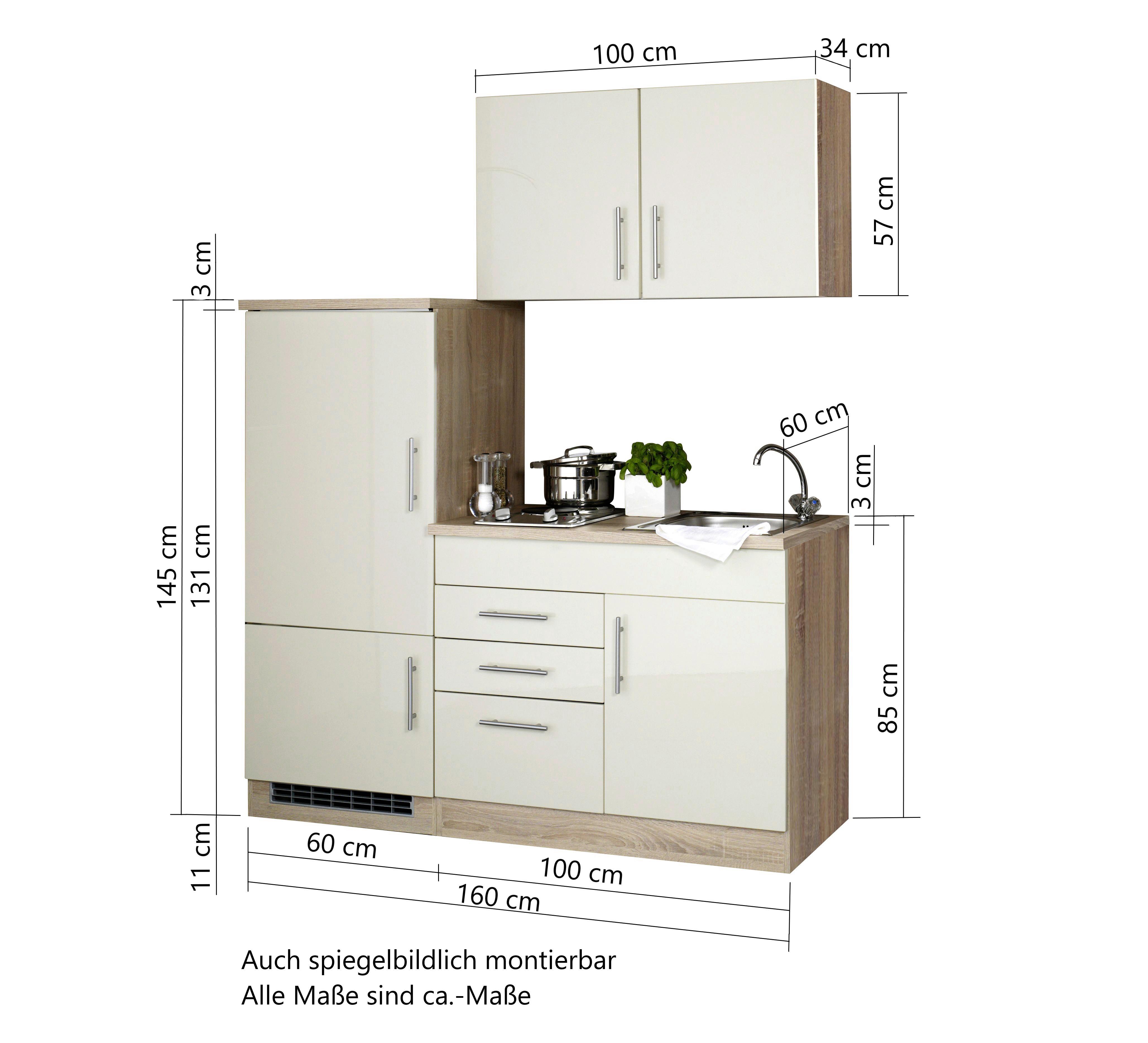 Küchenblock Toronto Grau/graphitfarben B: 160 Cm - Grau Hochglanz/Graphitfarben, MODERN, Holzwerkstoff (160cm) - Held
