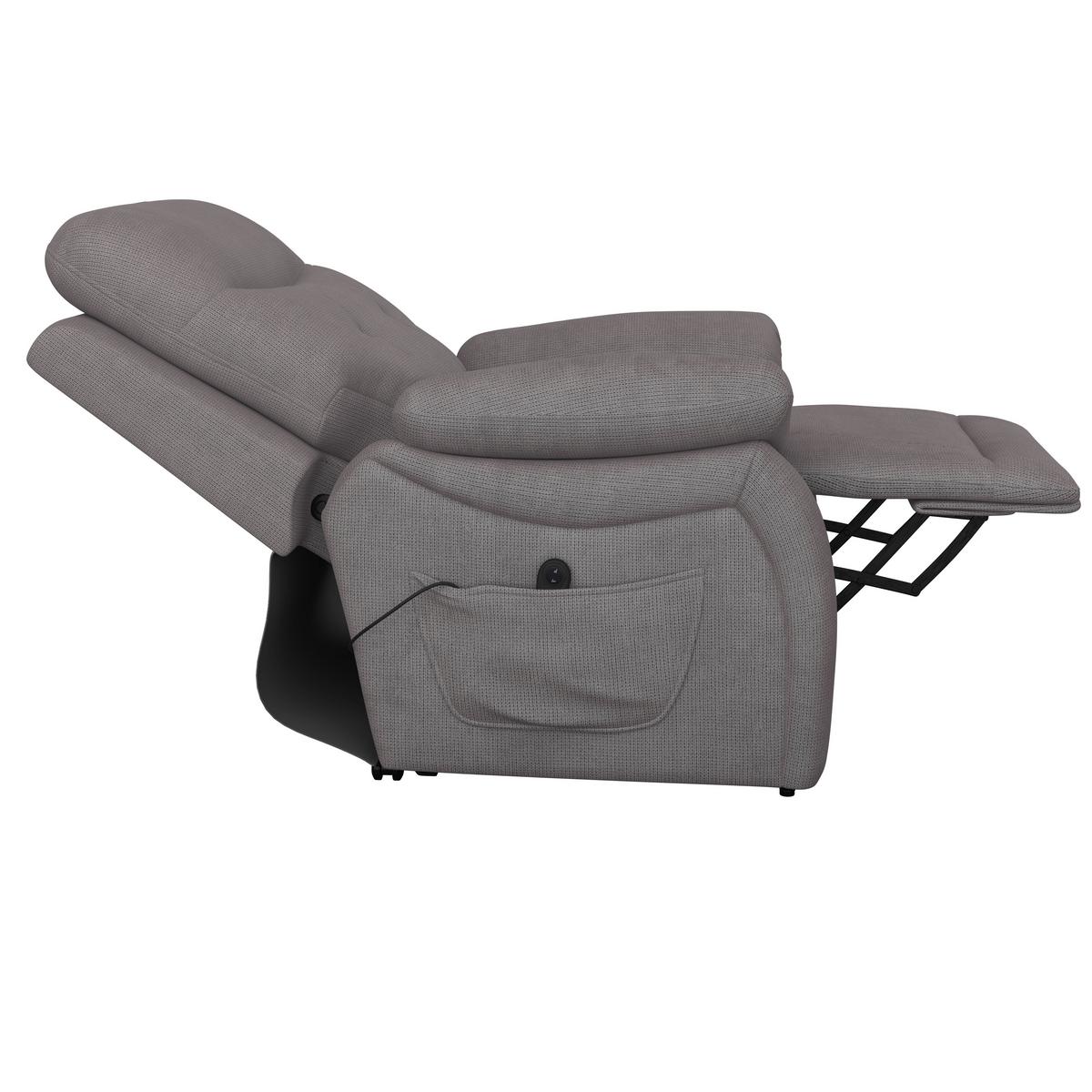 Relaxsessel mit Aufstehhilfe Mario Webstoff Dunkelgrau - Dunkelgrau/Schwarz, MODERN, Textil/Metall (89/107/94cm) - James Wood