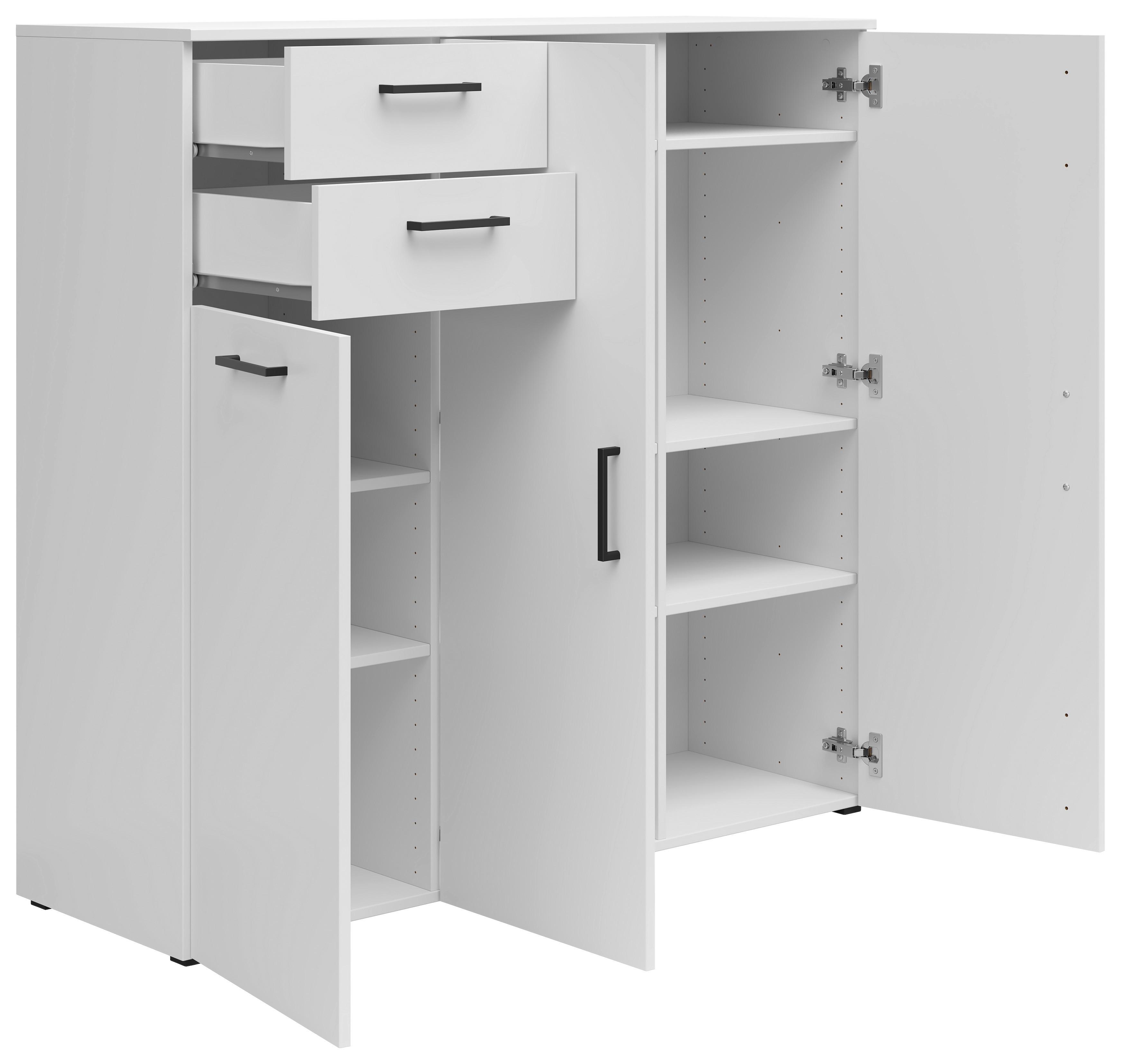 Komód Cabinet - fehér, Modern, faalapú anyag (120/115/40cm)