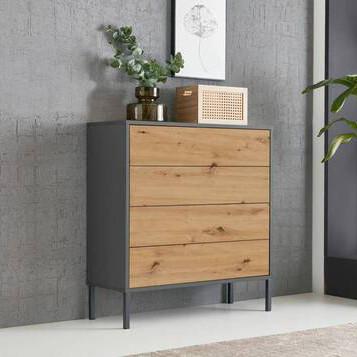Kommode 79 cm Mailand Typ 3 + Mf, Anthrazit - Anthrazit/Eiche Artisan, MODERN, Holzwerkstoff (79/86/33cm) - MID.YOU