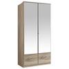 Drehtürenschrank Mit Spiegel 90cm Imago, Sägerau Dekor - Eichefarben, KONVENTIONELL, Glas/Holzwerkstoff (90/199/58cm) - MID.YOU