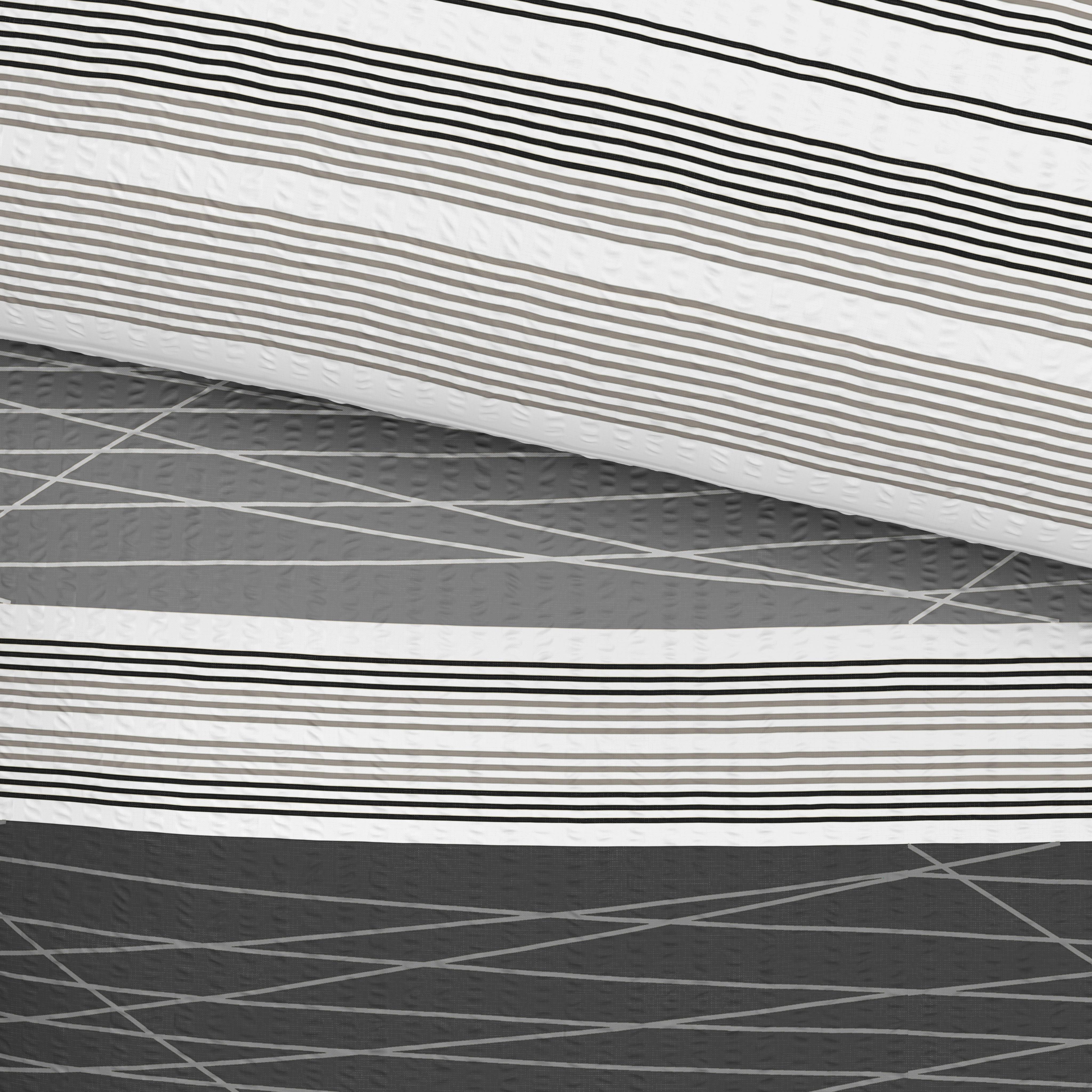 Seersucker Bettwäsche 140x200 Cm Emina Grau Streifen - Grau, MODERN, Textil (140/200cm) - Luca Bessoni