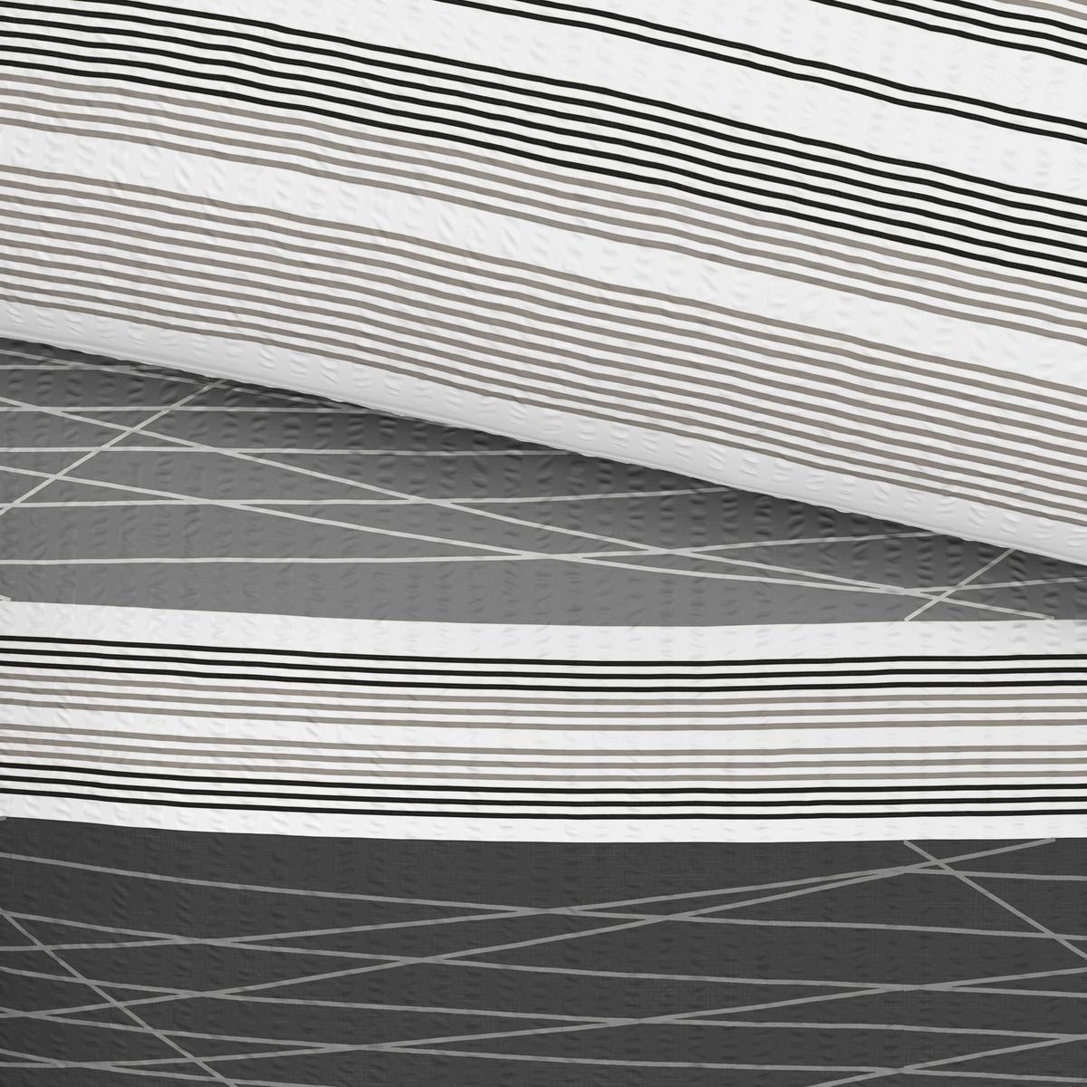 Seersucker Bettwäsche 140x200 Cm Emina Grau Streifen - Grau, MODERN, Textil (140/200cm) - Luca Bessoni