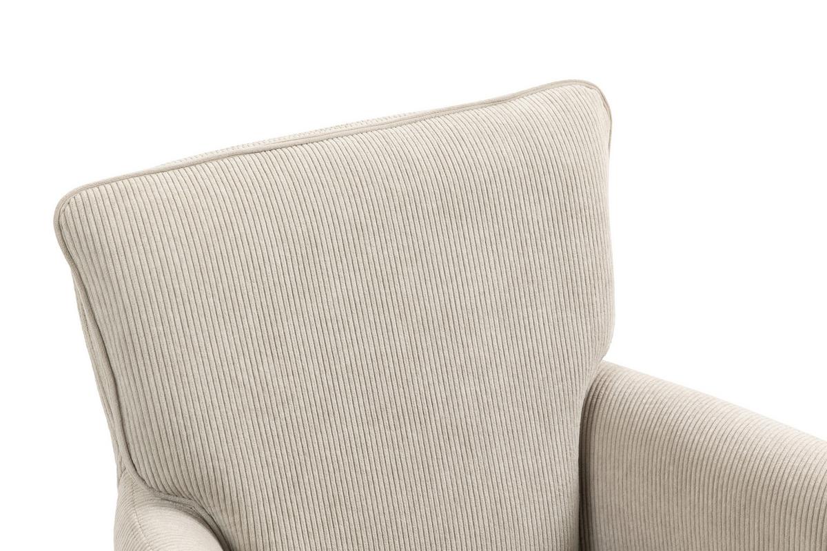 Armlehnstuhl Mila Cord Creme Sitzfl. 180° Drehbar, B: 60cm - Beige/Schwarz, KONVENTIONELL, Textil/Metall (60/95/67cm) - MID.YOU