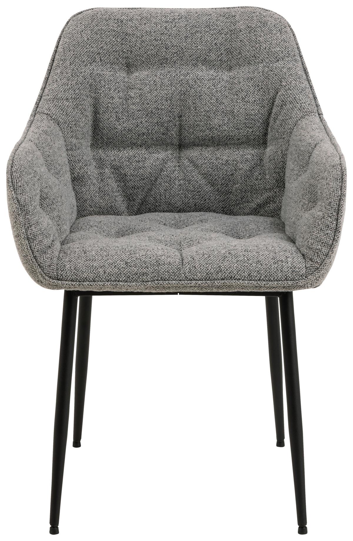 Armlehnstuhl Brooke Grau Gepolstert - Schwarz/Grau, MODERN, Textil/Metall (58/83/55cm) - MID.YOU