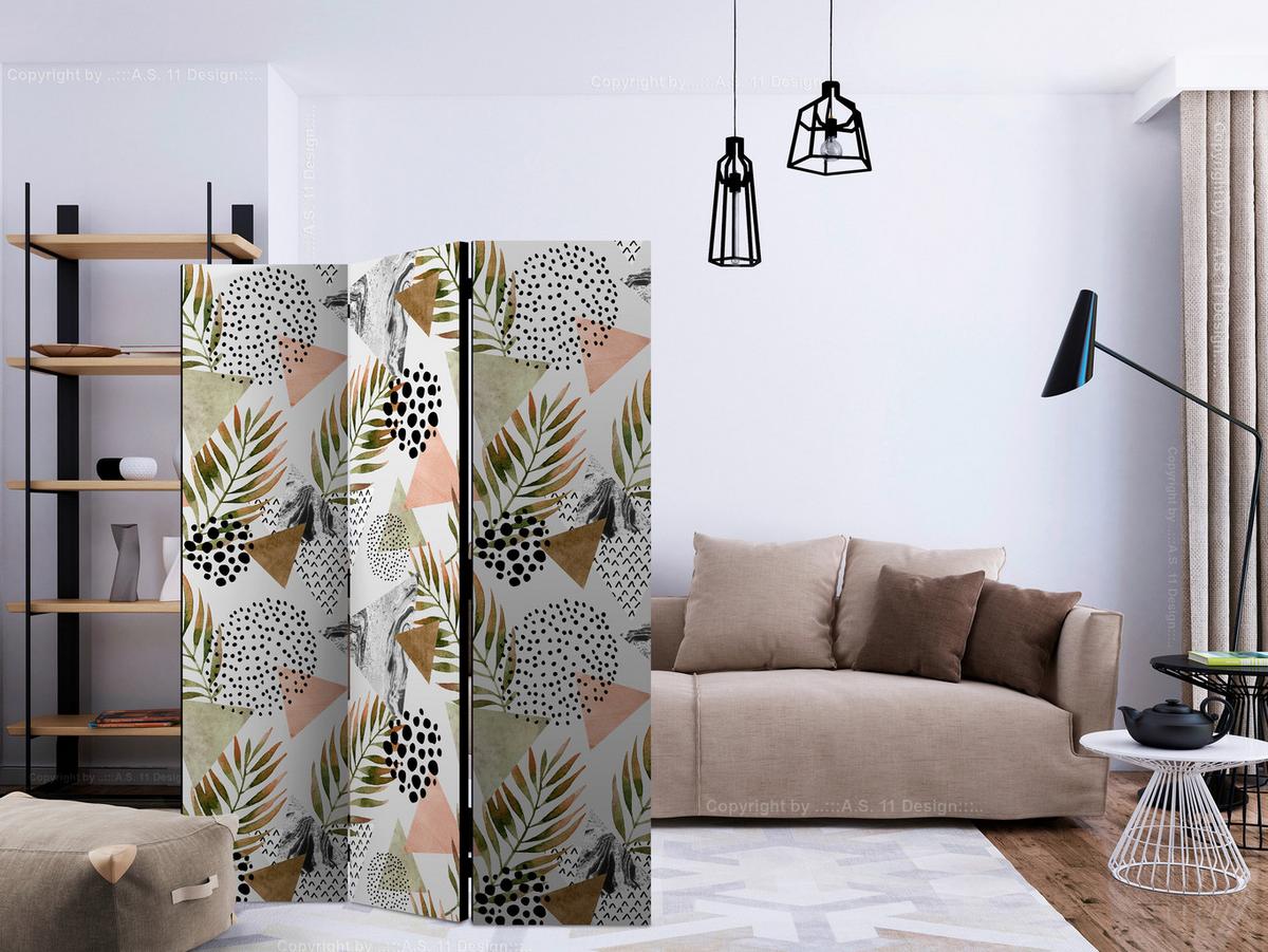Paravent Weiß Beige B: 135 Cm - Beige/Weiß, Basics, Holz/Textil (135/172/3cm) - artgeist