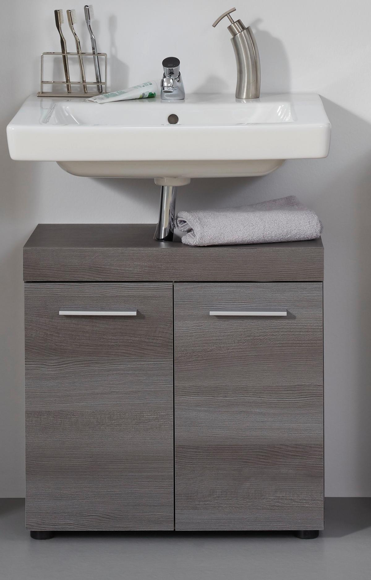 Waschbeckenunterschrank Runner/Moon B: 28cm - Schwarz/Silbereichenfarben, MODERN, Holzwerkstoff (58/57/31cm) - MID.YOU