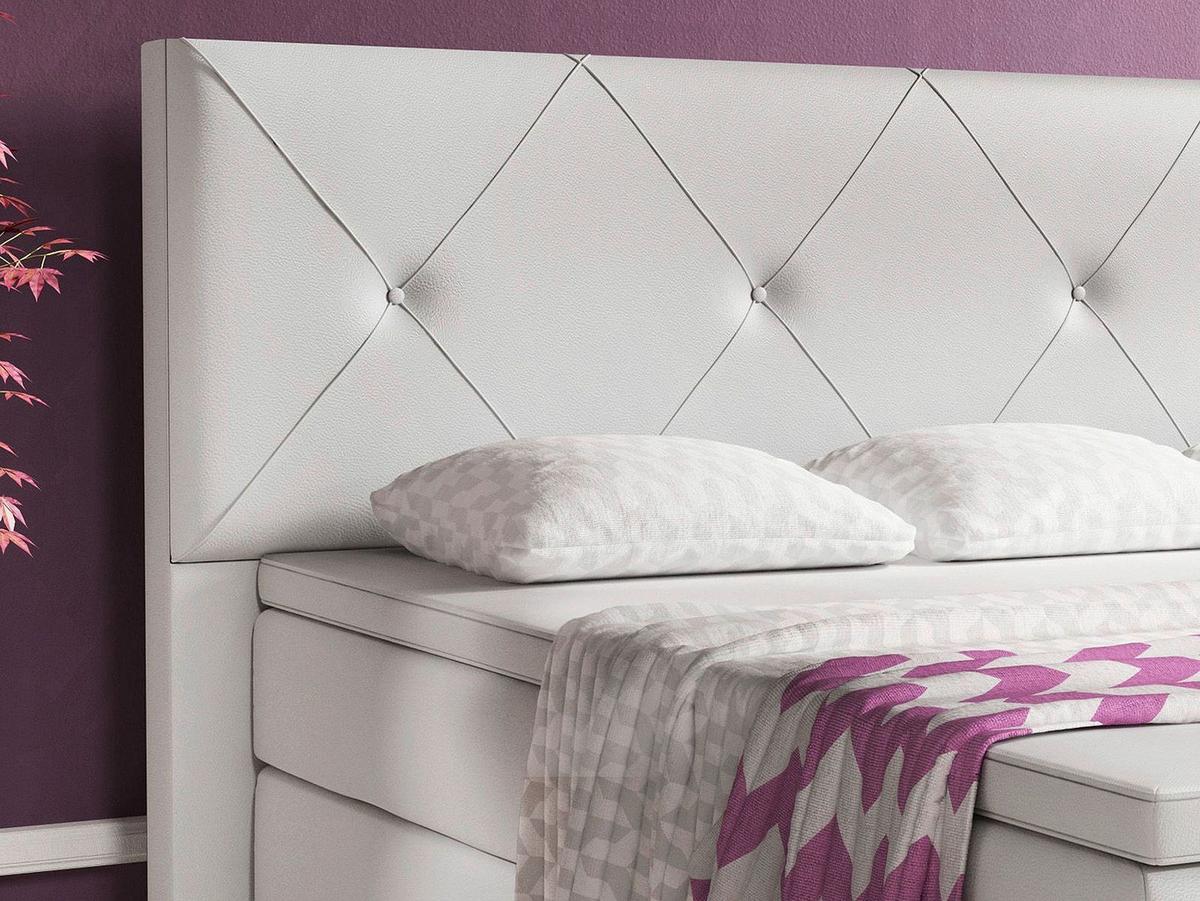 Boxspringbett Mit Topper Lederlook 180x200 Oxford - Anthrazit/Silberfarben, KONVENTIONELL, Leder/Textil (200/125/210cm) - MID.YOU