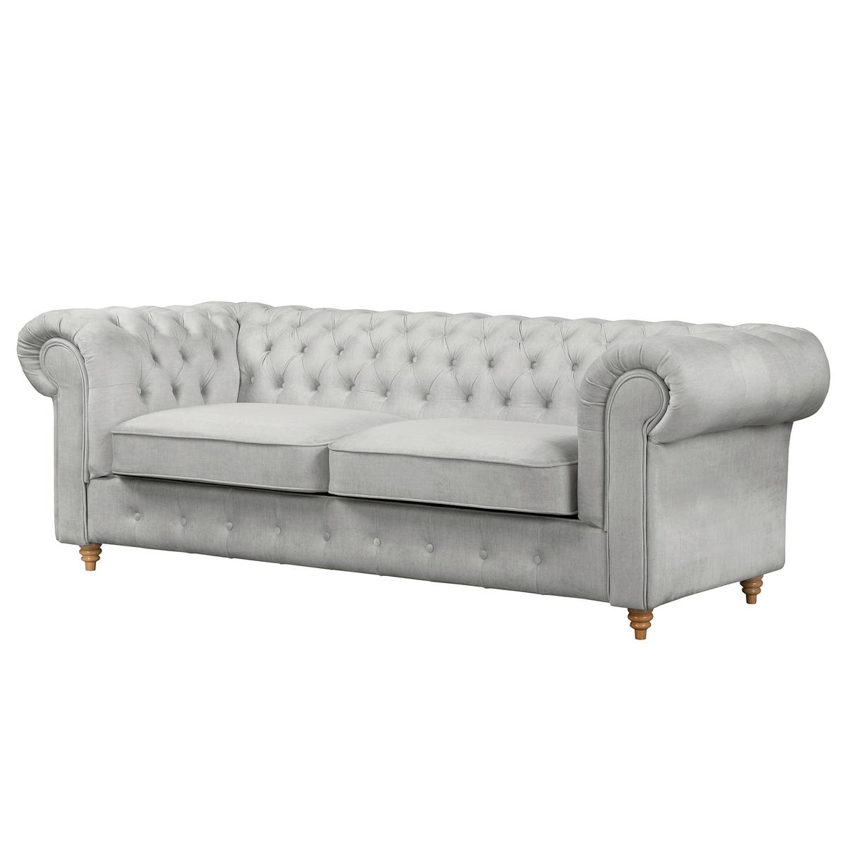 Schlafsofa Laura Hellgrau, B: 218cm - Hellgrau/Braun, Design, Textil (218/74/91cm) - P & B