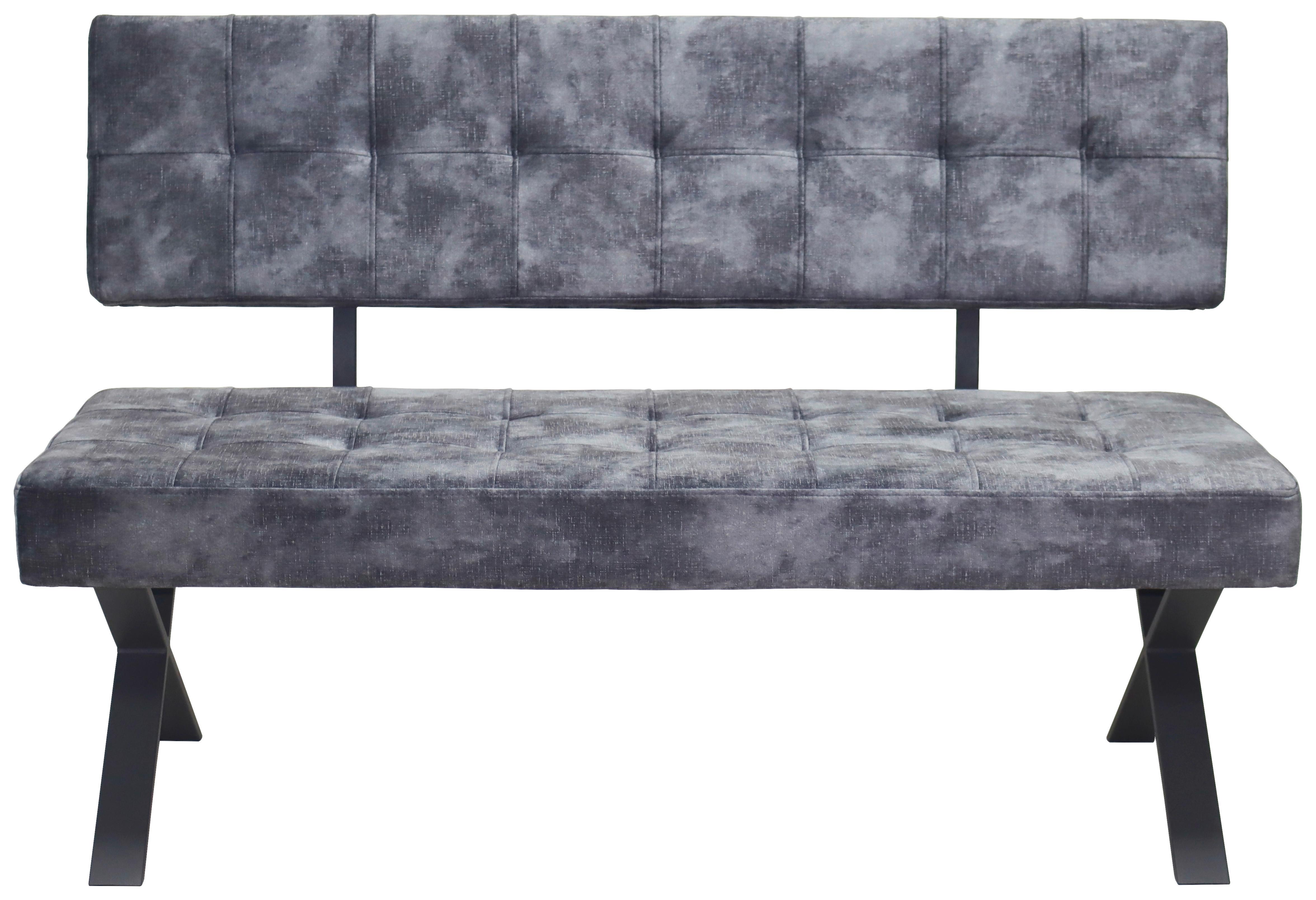 Sitzbank Mit Lehne Webstoff Anthrazit Donna B:140cm - Anthrazit/Schwarz, MODERN, Textil/Metall (140/93/61cm)