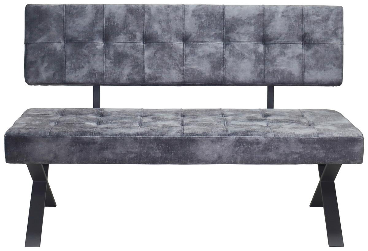 Sitzbank Mit Lehne Webstoff Anthrazit Donna B:140cm - Anthrazit/Schwarz, MODERN, Textil/Metall (140/93/61cm)