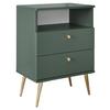 Noční stolek LAILA zelený - zelená/barvy mosazi, Konvenční, kov/kompozitní dřevo (50/70/34cm)